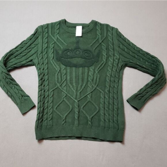 Toy Story Alien Sweater 👽 Disney Sweater Women's Size L Green Pixar cable knit - Picture 1 of 9
